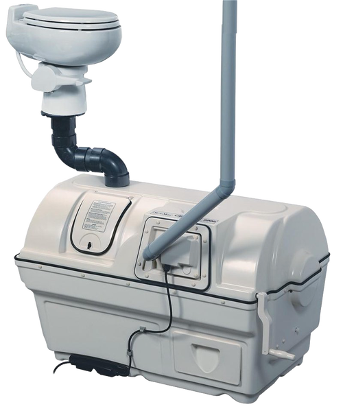 High-capacity composting toilet system with a large bio-drum and water flush option, designed for long-term use in cottages; featured in Appliances, Composting Toilets, and Best Sellers collections.