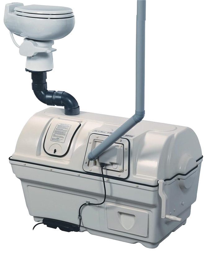 High-capacity composting toilet system with a large bio-drum and water flush option, designed for long-term use in cottages; featured in Appliances, Composting Toilets, and Best Sellers collections.