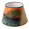 Conical parchment lamp shade with Southwestern artwork of cattle and desert flora at sunset, designed to soften light in Lamps & Lighting and Lamp Shades collections.