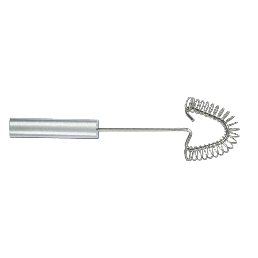 Stainless steel coil whisk with a straight handle designed for thorough mixing and scraping pan corners, handcrafted in the USA, ideal for Kitchen & Food and Best Sellers collections.