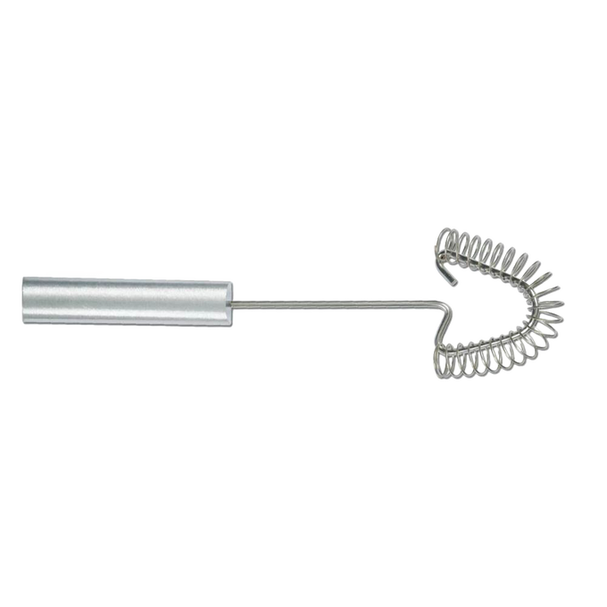 Stainless steel coil whisk with a straight handle designed for thorough mixing and scraping pan corners, handcrafted in the USA, ideal for Kitchen & Food and Best Sellers collections.