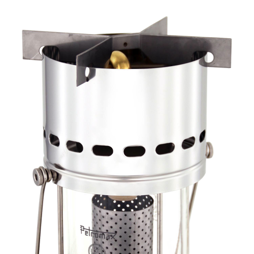 Compact stainless steel cooking attachment designed for converting Petromax lamps into portable stoves, ideal for camping and outdoor use in Farm, Garden & Tool collections.