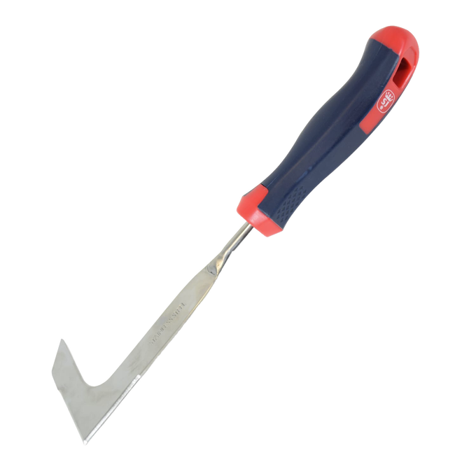 Garden tool with a slim stainless steel blade and bi-material contoured handle, designed for removing moss between pavers, featured in Farm, Garden & Tool and Garden Accessories collections.