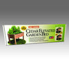Packaging for a handcrafted cedar elevated garden bed, designed for easy assembly without tools, ideal for organic gardening, featured in Farm, Garden & Tool and USA Made collections.