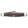 Traditional pocket knife with textured brown synthetic handle and stainless steel blades, handcrafted in USA, featured in Farm, Garden & Tool, Hand Tools, and Best Sellers collections.