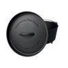 Smooth black nitrogen hardened cast iron Dutch oven with lid embossed "Designed by Paul Revere, Used by Lewis and Clark," ideal for Farm, Garden & Tool, Kitchen & Food, Camping, and Cookware collections.
