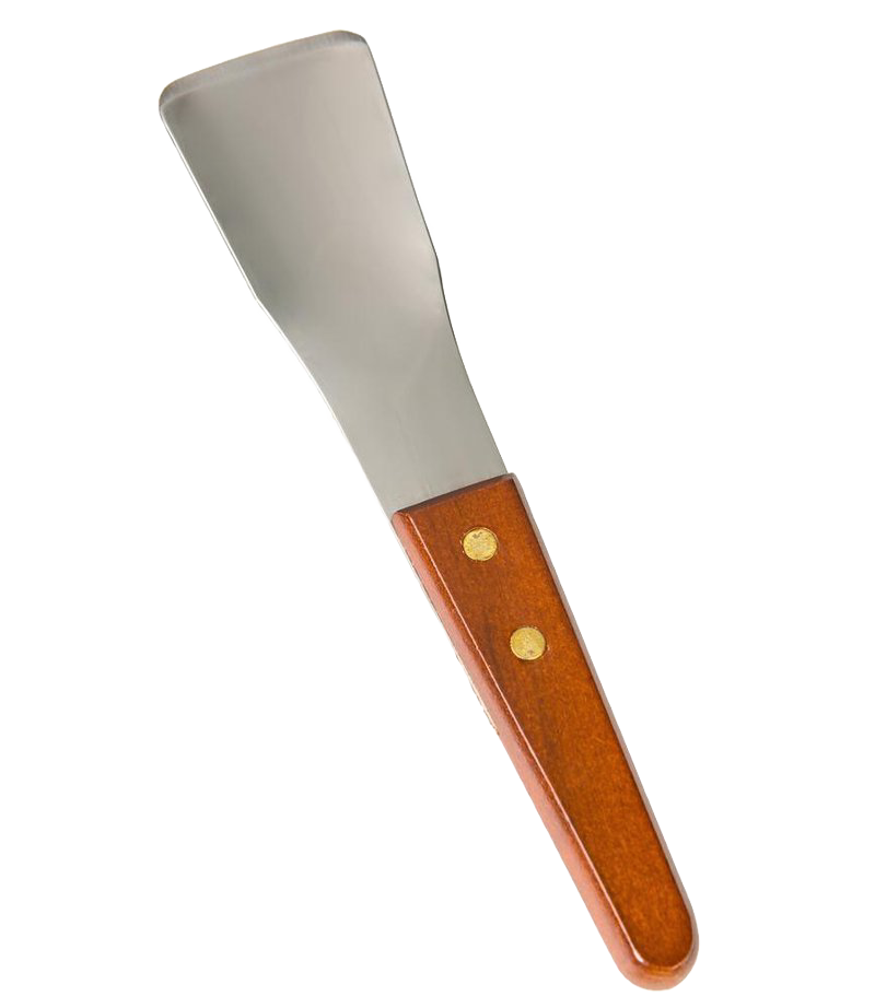 Handcrafted ice cream spade featuring a stainless steel blunt blade riveted to a polished hardwood handle, ideal for serving frozen desserts, part of Kitchen & Food and Specialty Equipment collections.