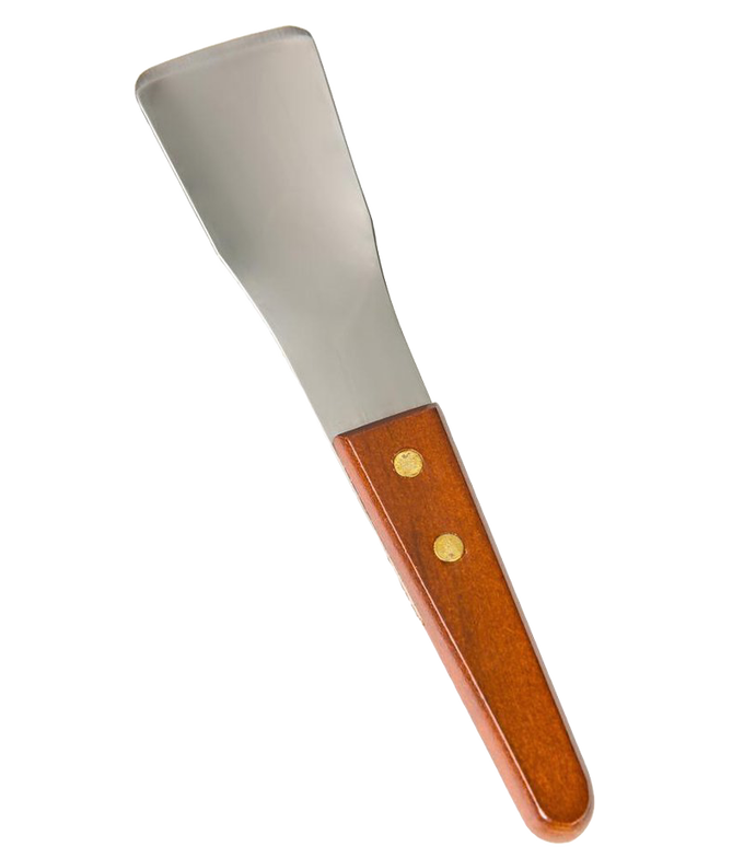 Handcrafted ice cream spade featuring a stainless steel blunt blade riveted to a polished hardwood handle, ideal for serving frozen desserts, part of Kitchen & Food and Specialty Equipment collections.