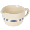 Handcrafted durable stoneware batter bowl with classic blue stripes and a pouring spout, made in USA, perfect for Kitchen & Food, Cookware, Baking Supplies, and Best Sellers collections.