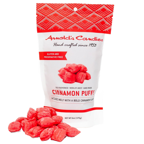 Handmade cinnamon puffs with a bold cinnamon taste, gluten and preservative free, made in the USA, ideal for Kitchen & Food, Snacks and Sweets, USA Made, Best Sellers, and Promo Eligible collections.