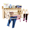 Handcrafted Amish made accordion wall clothes dryer in natural wood with multiple drying rods and a convenient top shelf, ideal for Laundry Supplies, Home & Decor, and Dryers and Drying Accessories collections.