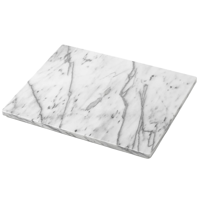 Silky smooth marble pastry board with rounded edges and rubber feet for stability, ideal for rolling dough and baking tasks, featured in Kitchen & Food, Cookware, and Baking Supplies collections.