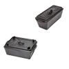 Two heavy-duty cast iron loaf pans with embossed lids designed for versatile baking, ideal for kitchen, camping, cookware, and bread making supplies collections.