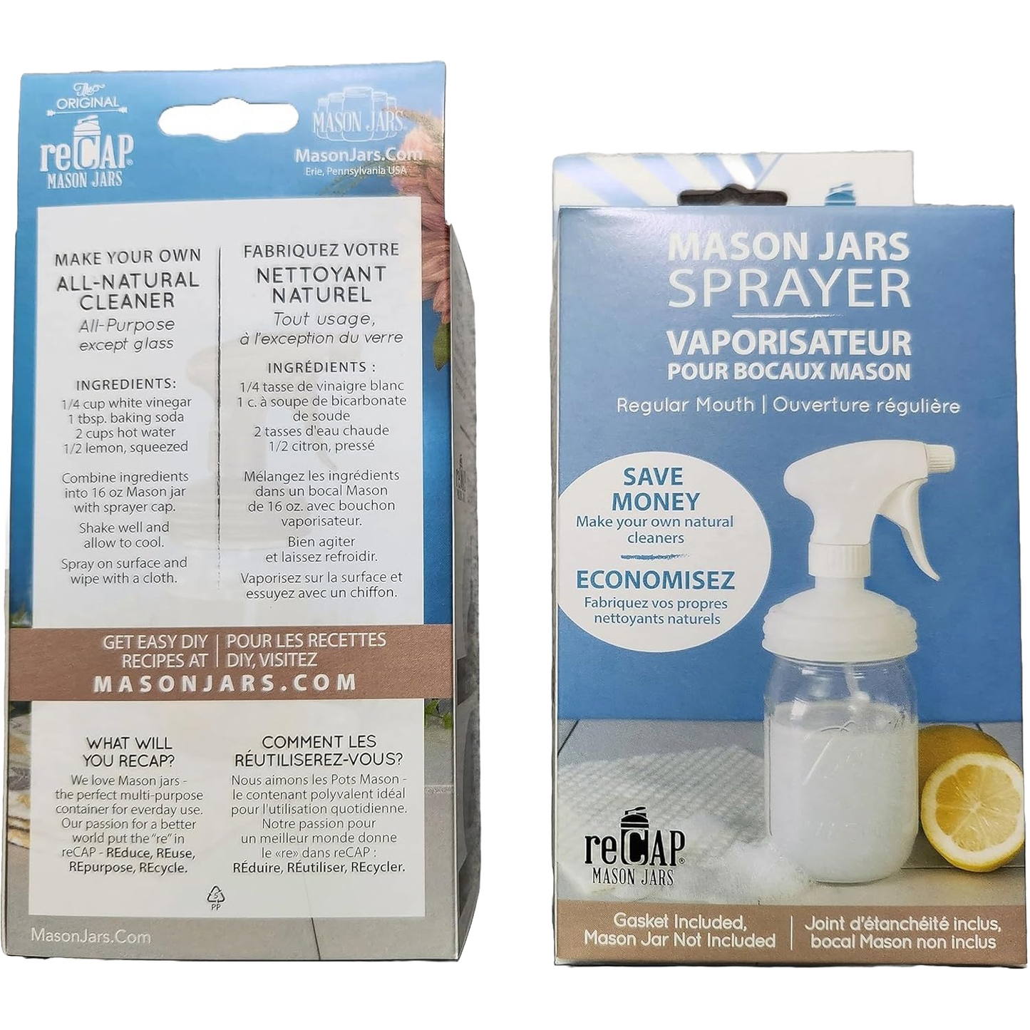 Eco-friendly sprayer lid made of no-break plastic fits regular-mouth jars, ideal for homemade natural cleaners, featured in Home & Decor, Household Helpers, USA Made, Best Sellers, Promo Eligible collections.