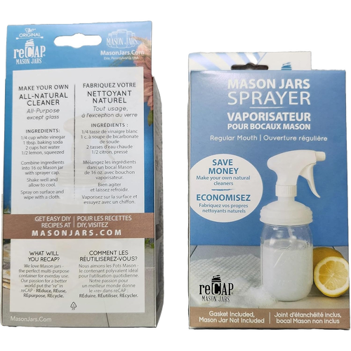 Eco-friendly sprayer lid made of no-break plastic fits regular-mouth jars, ideal for homemade natural cleaners, featured in Home & Decor, Household Helpers, USA Made, Best Sellers, Promo Eligible collections.