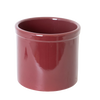 Glossy red stoneware crock with smooth, lead-free food-safe glaze, handcrafted in USA, ideal for fermenting, pickling, and kitchen use, featured in Food Preservation and USA Made collections.