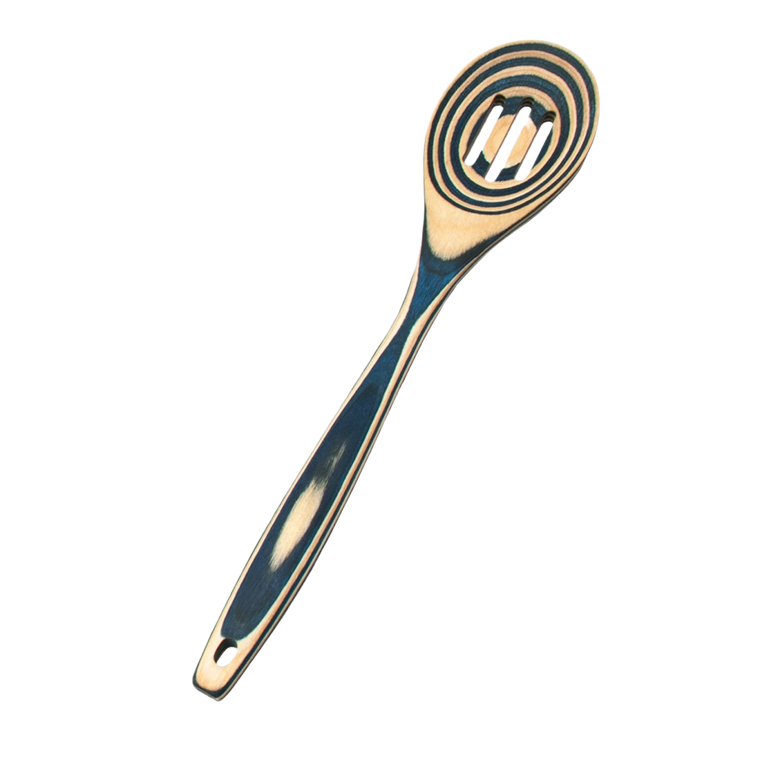 Colorful pakkawood slotted spoon with heat and stain resistance, featuring a unique striped pattern and sturdy construction, perfect for Kitchen & Food, Kitchen Gadgets, and Best Sellers collections.