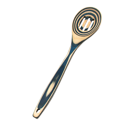 Colorful pakkawood slotted spoon with heat and stain resistance, featuring a unique striped pattern and sturdy construction, perfect for Kitchen & Food, Kitchen Gadgets, and Best Sellers collections.
