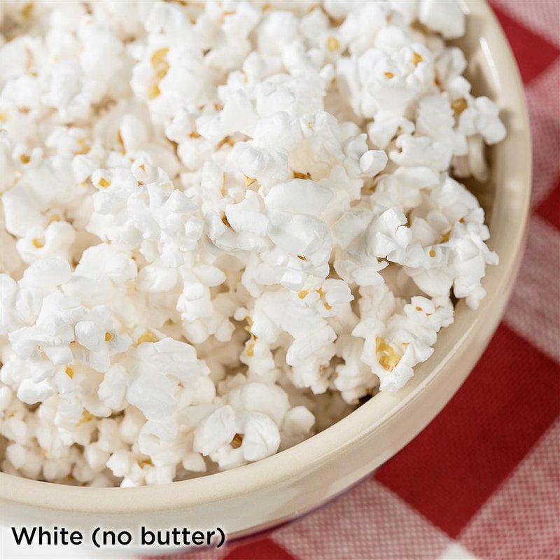Close-up of a bowl filled with fluffy, white popcorn made from unique Amish heirloom kernels, highlighting a handcrafted snack perfect for Kitchen & Food, Snacks and Sweets, and USA Made collections.