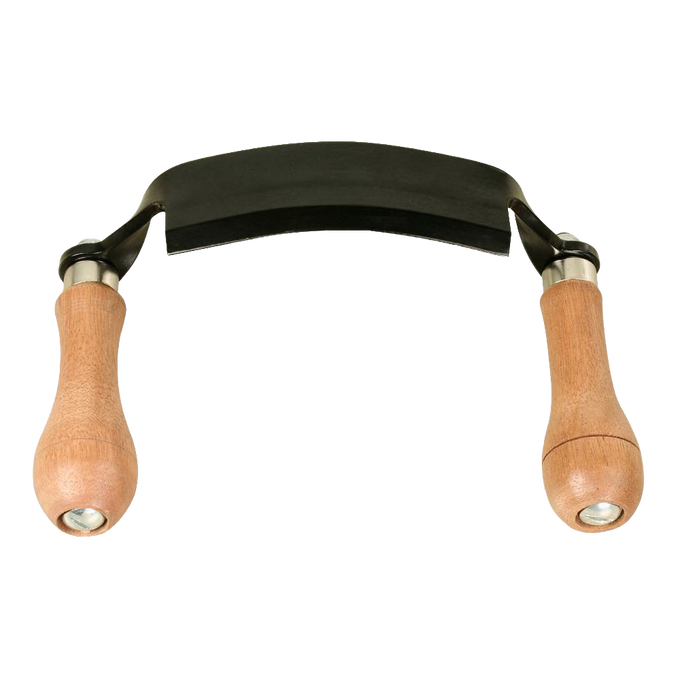 Curved draw shave with durable 5 mm thick steel blade and smooth wooden handles, handcrafted for wood cutting, farm, garden & tool, and hardware use in best sellers and promo collections.