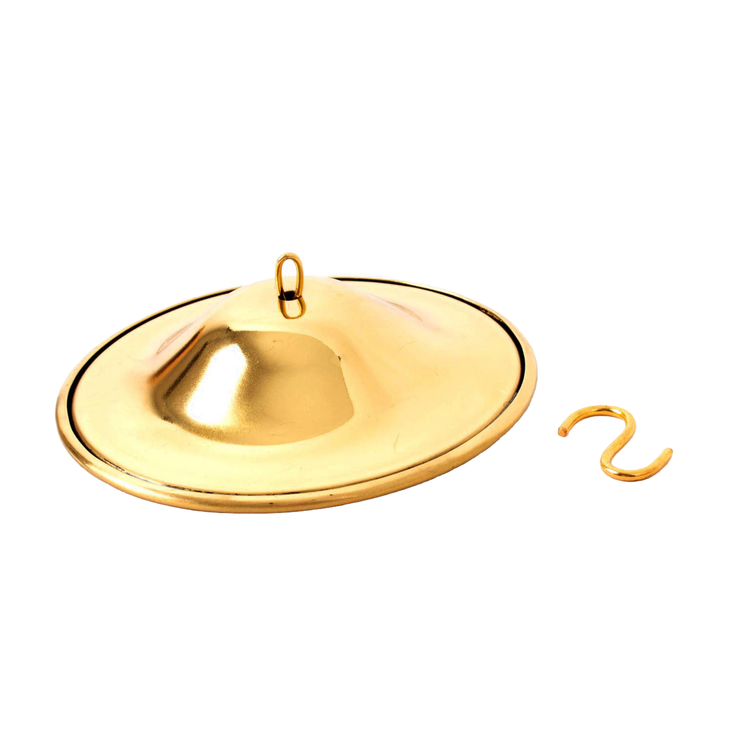 Polished solid brass hanging smoke bell with 3-1/4" diameter and suspension hook, handcrafted replacement for Aladdin lamp frames in Lamps & Lighting, Parts and Accessories, Shade Rings and Holders, Best Sellers, Promo Eligible collections.