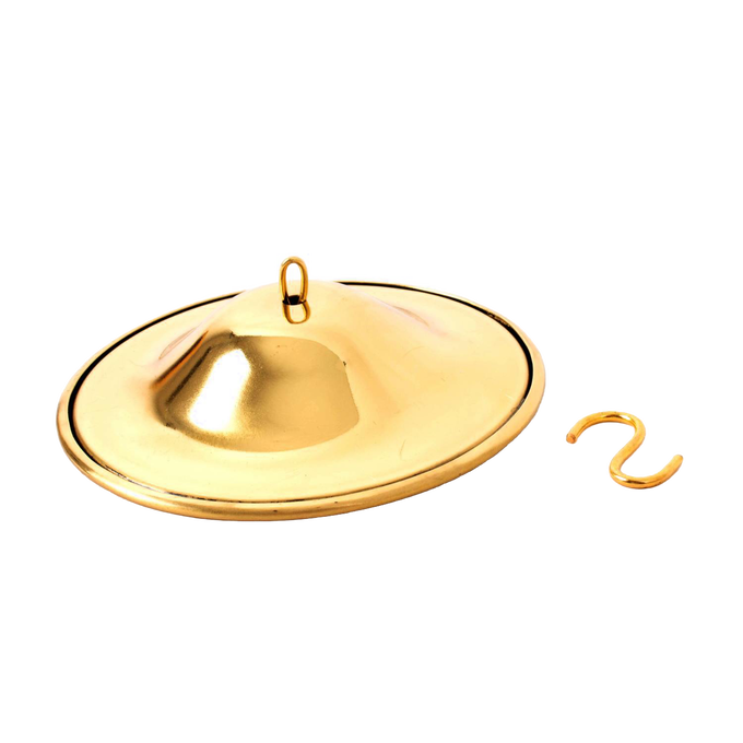 Polished solid brass hanging smoke bell with 3-1/4" diameter and suspension hook, handcrafted replacement for Aladdin lamp frames in Lamps & Lighting, Parts and Accessories, Shade Rings and Holders, Best Sellers, Promo Eligible collections.