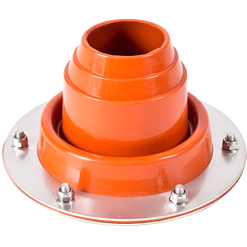 Orange and silver tent kit pipe adapter with a round metal base and four bolts, designed for secure tent installation, featured in Farm, Garden & Tool, Camping, and Best Sellers collections.