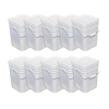 Ten sturdy white plastic buckets with tight-fitting lids and metal handles, ideal for food storage and organization, featured in Kitchen & Food, Storage, USA Made, and Best Sellers collections.