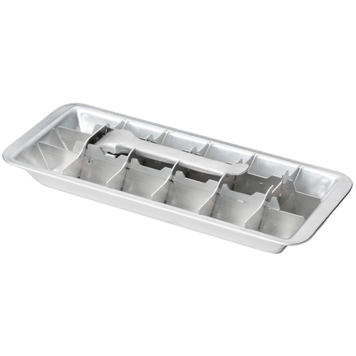 Vintage-style aluminum ice cube tray with removable divider and easy-release handle, ideal for Farm, Garden & Tool, Kitchen & Food, Kitchen Gadgets, and Homesteading collections.
