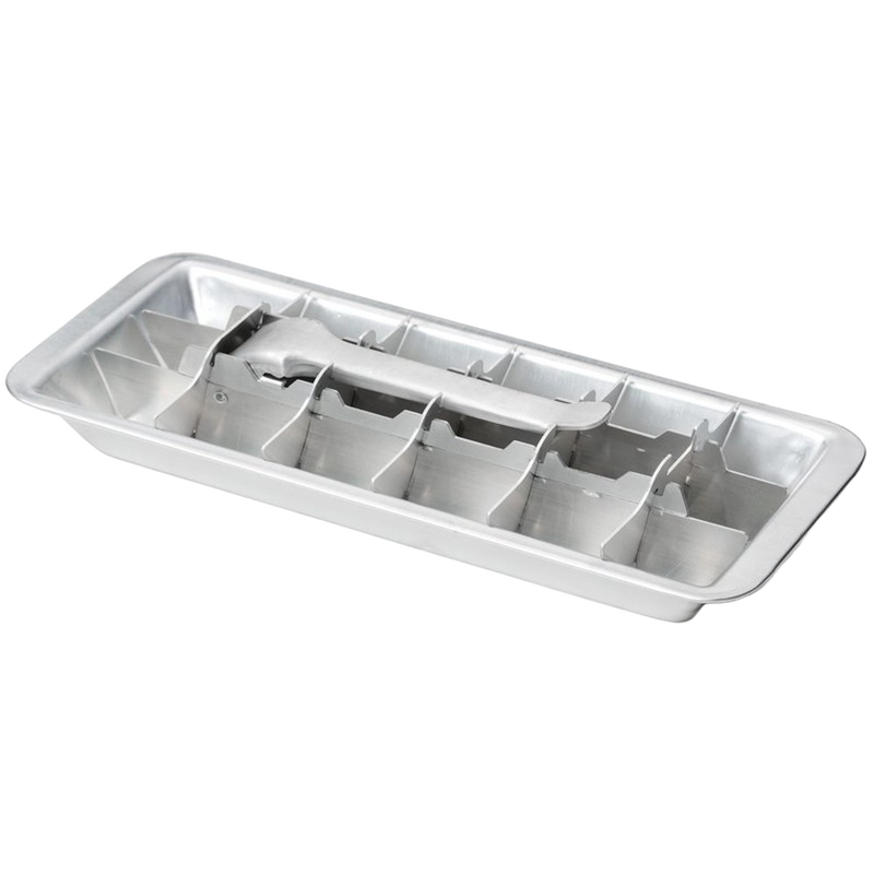 Vintage-style aluminum ice cube tray with removable divider and easy-release handle, ideal for Farm, Garden & Tool, Kitchen & Food, Kitchen Gadgets, and Homesteading collections.