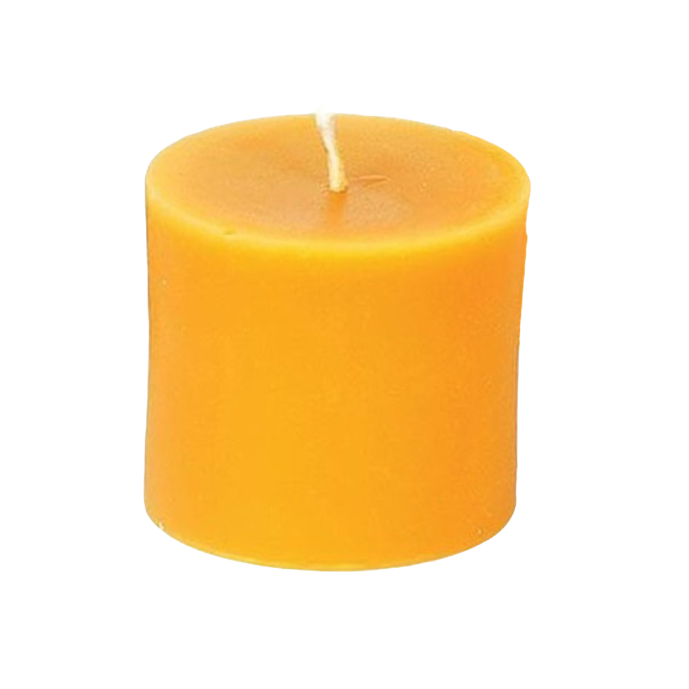 Handcrafted 3x3 inch beeswax pillar candle in natural honey color, made in USA, featured in Lamps & Lighting, Candles, Candlemaking, USA Made, Best Sellers, and Promo Eligible collections.