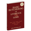 Red cover book titled Basic Butchering of Livestock and Game by John J. Mettler Jr. featuring livestock types including beef, veal, pork, lamb, poultry, rabbit, and venison, in Toys, Books & Games, Farm and Livestock Books, Best Sellers, and Promo Eligible collections.