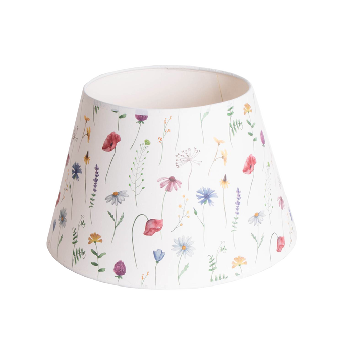 Handcrafted parchment lamp shade featuring a delicate wildflower pattern in soft colors, designed for Lamps & Lighting, Parts and Accessories, Lamp Shades, Best Sellers, and Promo Eligible collections.