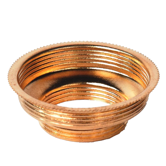 Solid brass expander fitting with threaded design, crafted to adapt oil lamp burners from smaller to larger sizes, featured in lamps and lighting parts collections.