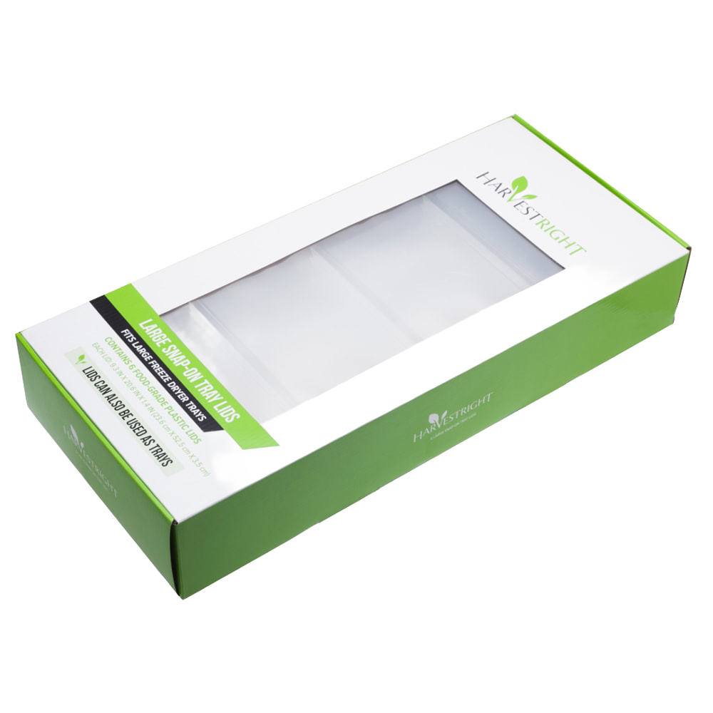 Packaging box for durable tray lids designed to cover and stack food trays, featured in Kitchen & Food, Food Preservation, Drying, Best Sellers, and Promo Eligible collections.