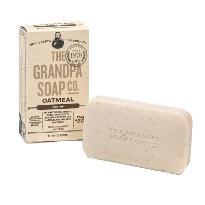 Handcrafted oatmeal bar soap with gentle soothing formula, made in USA, ideal for Health & Wellness, Grooming and Personal Hygiene, Soaps and Soapmaking, Best Sellers, and Promo Eligible collections.