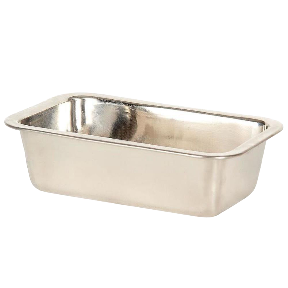 Set of 2 sturdy stainless steel loaf pans with rounded edges and rust-resistant finish, ideal for baking bread, meatloaf, and desserts; perfect for Kitchen & Food and Bread Making Supplies collections.