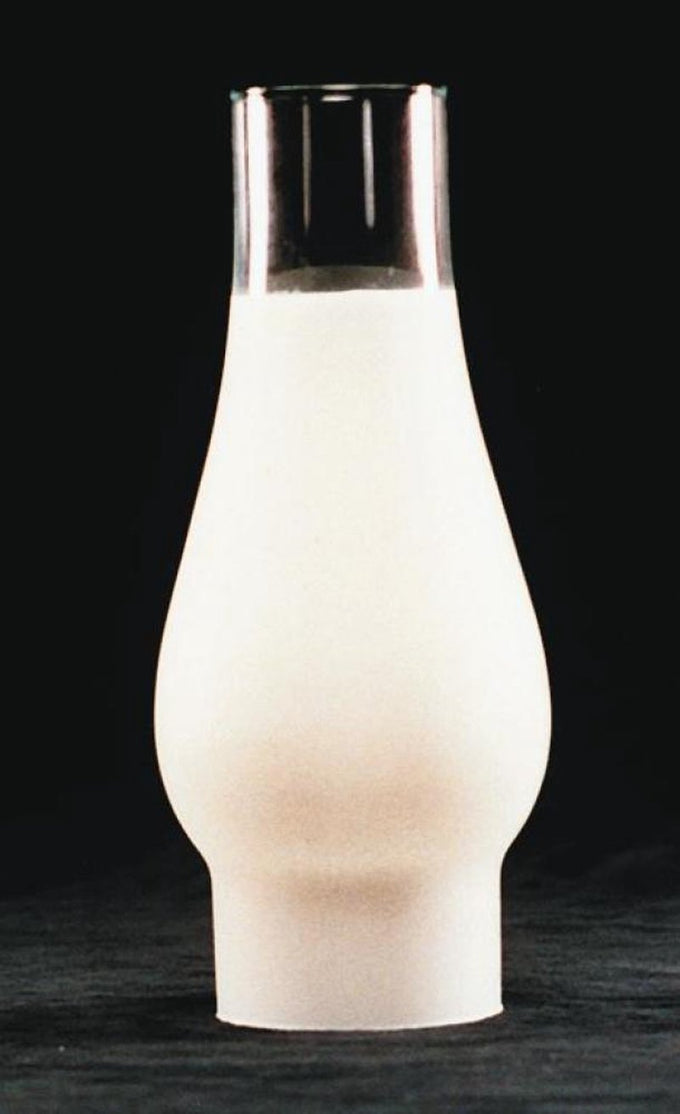Clear glass oil lamp chimney with a 2-5/8 inch base and rounded bulge, designed for lamps and lighting, parts and accessories, chimneys and globes, featured in best sellers and promo eligible collections.