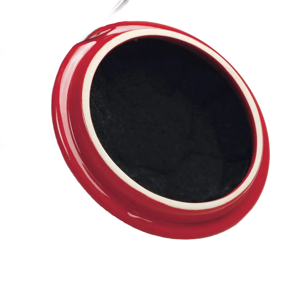 Red ceramic compost pail lid with a round black replacement filter inside, part of Farm, Garden & Tool, Composting, Garden Accessories, and Best Sellers collections.