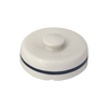 Handcrafted lid for a striped European-style fermenting crock, made of natural stoneware with classic blue stripe, food-safe and crafted in the USA, ideal for food preservation.