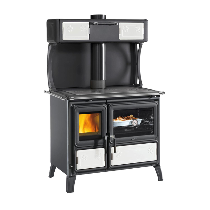 Unique handcrafted wood cookstove with cast iron fire door, optional top food warmer, external air intake, and sturdy legs for easy cleaning, perfect for Stoves, Cookstoves, Best Sellers, and All Stoves & Appliances collections.