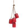 Handcrafted rustic door hanger featuring four antiqued red metal cowbells on a natural cord, delivering a cheerful jingle for Home & Decor, Holiday Decor, Best Sellers, and Promo Eligible collections.