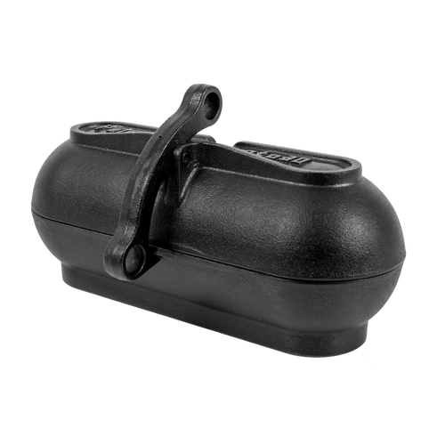 Cast iron potato cooker with a clasped lid, designed for even heat distribution over open fires, ideal for farm, garden & tool, camping, best sellers, and promo eligible collections.