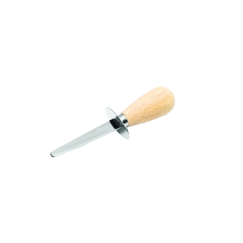 Oyster knife with stainless steel blade and easy-grip wooden handle, designed for quick shell prying, featured in Kitchen & Food, Kitchen Gadgets, and Cooking and Baking Helpers collections.