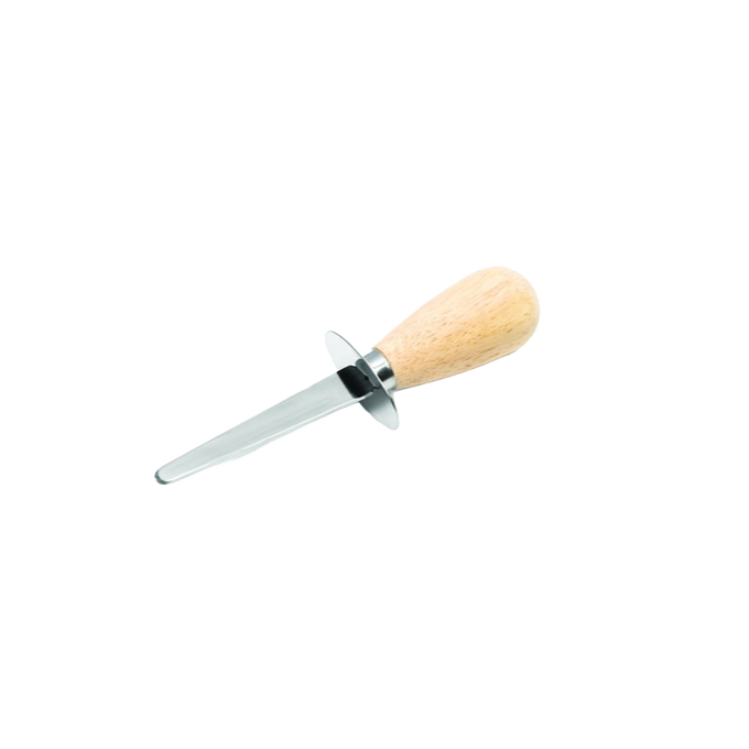 Oyster knife with stainless steel blade and easy-grip wooden handle, designed for quick shell prying, featured in Kitchen & Food, Kitchen Gadgets, and Cooking and Baking Helpers collections.