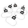 Set of six galvanized steel tomato support rings with black resin clamps for securing to stakes, designed for farm, garden, and planting use, made in USA and featured in best sellers.