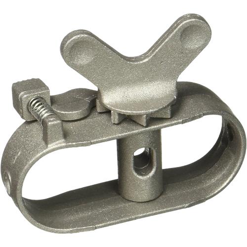 Metal clothesline ratchet tensioner with winged handle and adjustable clamp, designed for easy tightening and securing in home, laundry, and drying accessory collections.