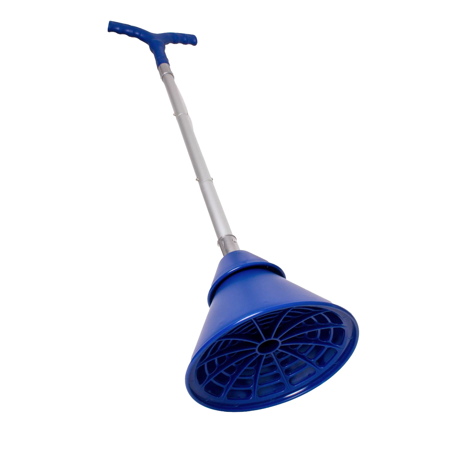 Blue collapsible hand-operated laundry washer plunger with ergonomic handle, designed for portable clothes washing, featured in Home & Decor and Laundry Supplies collections.