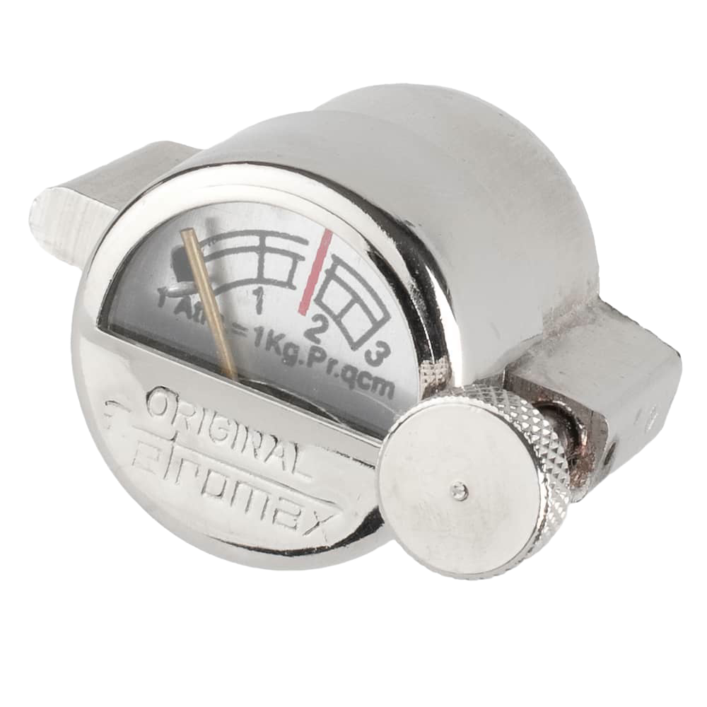 Compact metal manometer gauge with clear pressure markings and adjustment knob, designed for use with pressure lamps, featured in Lamps & Lighting, Parts and Accessories, Other Parts, Best Sellers, and Promo Eligible collections.