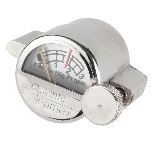 Compact metal manometer gauge with clear pressure markings and adjustment knob, designed for use with pressure lamps, featured in Lamps & Lighting, Parts and Accessories, Other Parts, Best Sellers, and Promo Eligible collections.